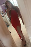 I'm not someone who normally wears red, especially not In the bright shade, but when I put this dress on I absolutely loved it! It's very form fitting though so I would definitely order your actual size if not a size up to make sure it's not too tight or gapping too much. - Kelsey K.