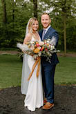 Our original wedding had to be postponed due to COVID. We decided to have a small backyard wedding ceremony on our original date with just family. I didn't want to wear my original wedding dress for our backyard wedding, due to wanting to save if for our "big" wedding. This dress fit absolutely perfect and was the perfect dress for our backyard wedding! The dress was a little long, but once I put on some heels, the length was just right!  Couldn't have been more happy with this purchase! - Jenna F.