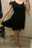 When I saw this cute off-the-shoulder dress I instantly knew I wanted to get it. And it did not disappoint in person - the material feels really nice, the lacy part on top is very dainty, and it has an under layer so it's not see-through at all and makes it feel even better on the skin. I was skeptical about ordering an S because I didn't know how much room there would be on top so I went with an M. From experience I found S doesn't fit above C cup well, but this dress does have enough room, it doesn't run small. If I were to order again I'd probably go with S but it still fits very nicely. - Ilinca