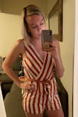 Not gonna lie I was skeptical at first since I'm taller but it fits perfectly! It's a little loose up top but not enough to show anything or make me worried about popping out. Slightly see through up top so I'll have to either wear a nude bra or petals. It covers my butt nicely too! Overall I'm very impressed. :) - Lauren G.