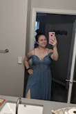 I bought this dress for my best friends wedding. I am a bridesmaid. I don't typically buy an XL dress when I'm out shopping, but I didn't want a tight fitting dress. I love room to breathe! It fit perfectly at the top. The straps allow for so much room to tighten and loosen depending on how much you want to hold in your bust. The bottom part flows, so your hip and waist size don't matter. I will have to get it altered at the bottom because it is very long for me, but I expected that since I'm short. I wish I had a better picture to show, but the wedding isn't until 2021! - Genevieve M.