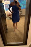 This dress is super cute. I usually wear a small, so that's what I ordered. I give this a solid 9/10. The only reason for not a 10/10 for my body type is because the waist could be tighter. I could exchange for a XS, but then I don't think my chest would fit. I'm fairly curvy and this hangs nicely right above my knee. Additionally, I think this would work with larger chested women as well. I'm a 32D in VS and I didn't feel constricted at all. - Kaylene R.