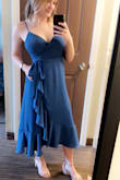 I got this for a wedding and it was perfect. The color is definitely more vibrant in person compared to what they show but I loved it. It's a true wrap dress so you can make it as tight or loose as you want. - Casey K.