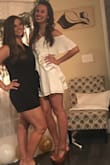 Wore it to my bachelorette party && rehearsal dinner. It is layered so you can't see through it. Kinda short. - Whitney O.