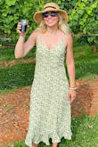 I love this dress! It fits true to size. I wore this on a wine tasting trip and got a ton of compliments. I like that it's not too form fitting and that you can wear sandals with it during the day or add heels for dinner. - Wendy G.