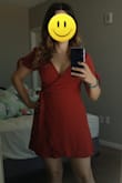its a very cute dress, the material I was worried I will have to iron, but its not really necessary. I quite like it, as seen on picture the cut its a bit low, so depending on the occasion might want to put either a safety pin, or a top underneath. - Carla D.