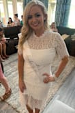 I got this dress to wear to my Bridal Shower and was a little worried that it was a Midi and I'm only 5'2" - I was pleasantly shocked that it was the perfect length and perfect fit (I ordered a Medium, my usual size). I got compliments the entire shower, everyone loved my dress. Be careful when washing so you don't mess the lace up! LOVE, LOVE, LOVE! - Lindsey M.