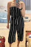This might be one of the most comfortable jumpsuits I've ever worn. I'm usually between a small and a medium but went with a medium due to my height. It fits perfectly. I usually have issues with jumpsuits because I have a really long torso but I had no problem with this one. I can't wait to wear it after quarantine! - Laura M.