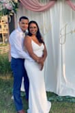 This dress was beautiful & perfect for our small intimate outdoor wedding! We made last minute plans to get married after canceling our destination wedding due to COVID. Shipping was quick & my fiancé loved it I think more than my actual wedding dress lol This dress was a bit long and I'm pretty tall at 5'9" (ordered size large). - Alexus E.