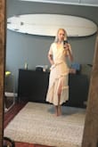 When I first put this dress on it felt so beautiful and comfortable! I was definitely disappointed when I saw it in the mirror though. It was a little big on me, so a size down may have helped- but it looked pretty shapeless on me. Like a bag someone made into a dress? Also the cream looks a little more beige / tan in person which washed me out a bit. Returned! - Kate L.