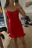 Such a comfy dress and beautiful red color. It is a little big on my waist bc I have a flat chest but fits well enough that I don't need to return. - Marissa D.