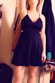 Such a cute dress! I got a med to fit my chest making the bottom a little looser but it's still very pretty. You can go braless thanks to the adjustable straps. The material is very nice as well, thick but not heavy so it hangs well on your lower half. Don't think twice on this dress.. it's a must have! - Essary B.