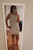 Dress fix nicely, not much stretch but still fits nicely. - Sarah S.