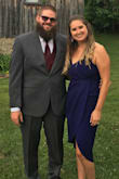 I am 5'9 busty (36D) and 155 lbs and wore a Large. I LOVED this dress. I got so many compliments on it at a wedding this weekend. If it came in other colors I would buy them all! - Lindsay S.