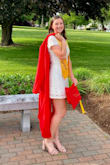 This is such a great dress! It's not exactly a bodycon but it's also not too loose either - it hugs your waist at the perfect spot! I wore this for graduation and I loved it! I usually wear a medium but I got a small and it fit perfectly! - Gabrielle B.