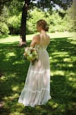 After spending almost two years planning our wedding, Covid came along and certainly changed those plans! We ended up having an intimate ceremony with two witnesses and our officiant. I found this dress and immediately fell in love. I'll still walk down the aisle in my original dress next year, but this was everything I could have dreamed of for this type of ceremony!
I couldn't select my actual bra size when writing this review, but I am a 32G... it roughly translates to about 38". I tried this dress in both M and L, and definitely went with the M because the waist and chest of the L were just too big for my shape. I'm 5'5" and had to buy a pair of about 2.5 in heels since I wasn't able to get it altered to be shorter for my height. Still, everything was just perfect and I am just so grateful to Lulus for this design! - Alyssa W.