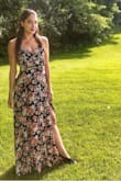 Cool & breezy. Very light fabric great for summer. Comfy! I wore it to a wedding. The fabric isn't stretchy and it's a touch too formal for everyday wear. High slit as well, so this is definitely a summer dress! I am 5'3" and had to hem a few inches off the bottom, but that is easy to do. I got tons of compliments on this dress and I love the floral print. Recommend! - Julie M.