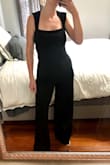 This jumpsuit is everything! It's comfortable, the fabric has good stretch, and there's enough structure in the seams and it's thick enough that it doesn't make you feel exposed or naked like some material. It's form fitting and sexy but theres enough fabric and coverage that it doesn't feel inappropriate. Also, if you're tall, you will LOVE this jumpsuit. I am 5'11 and there's something magic about the length of this jumpsuit. I can wear it with flats and it doesn't drag, or I can wear it with 3-4" heels it somehow hits at the exact right place. 

I actually got this same jumpsuit in white for my bachelorette and immediately bought the black one! - Molly M.