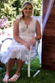 I bought this for my daughter to wear at her bridal shower and it looked beautiful on her! It fit her perfectly and she was very comfortable in it! - Karen S.
