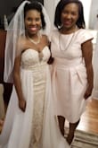 I had to postponed my church wedding due to COVID-19. So I went looking for another dress to wear and found this one. It was a little snug, but I was able to have it altered and it was perfect. I received so many compliments in this on my wedding day and afterwards. - Jhauncey W.