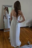 I wore this dress for my wedding after our original plans were cancelled due to COVID-19. This dress surpassed my expectations! Fit perfectly and photographed very well! The lace on the top was beautiful and thick enough where I did not need to wear a bra or petals. Highly recommend! - Haley W.