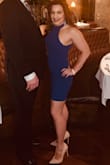 Wore this out to my fancy birthday dinner! My husband loved it. Material has a little stretch. No need for bra or Spanx! - Karen H.