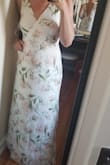 Love this dress! I am wearing it as a bridesmaid dress and am super excited. Not see through at all and very good  material quality. I will say it fits just right around the bust so glad I got a medium even though I have to tie the straps a little tighter up top. It's hard to find dresses long enough for me and this definitely was :) the back is more open giving it a little flare too. - Claire B.