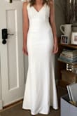 I purchased this dress for a small ceremony that we threw together after having to postpone our bigger wedding. It's perfect! A true white dress, great length for my height + 2.5 inch heels. No alterations! Lulus customer service was SO incredible helpful in finding me this dress in my size. I can't wait to wear it on my wedding day! - Stephanie R.