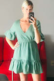 Such a beautiful dress!!! Color looks like pictured. Dress has a lining and is super comfortable. Not too short. Open back is so pretty. - Ketlin V.