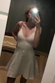 I wore this dress for my graduation and loved it. The material is not see through and it was very comfortable. The adjustable straps made it fit well for me especially since I struggle to find a dress that will fit my upper and lower body the same. - Jodi S.