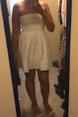 3/5 for odd fit. The dress gets wrinkly on the bottom easily. The bodice stayed up fine but kind of pooched by my armpits - maybe because I have a modest bust? The waist hit really high on me so the proportions were kind of off. But if I were shorter it may have been fine. It's also quite short. - Annie G.