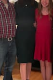 Wore this for Christmas and the fabric is very soft. I wore it from 4 pm to midnight and was comfortable the whole night. I am typically a small/ medium in dresses however this dress runs a little big however it is meant to be looser fitting. Running it through the wash shrunk it a little and made it fit just a bit tighter which was what I wanted. - Olivia T.