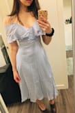 I love the fit of the dress and can't wait to wear it to a wedding! Aside from being very wrinkly right now (just from being in the package) and maybe being a little long for my height (nothing heels can't fix), this dress is perfect! Very happy with it! - Megan M.