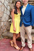The material was thick enough that I didn't worry about the dress blowing up or having anything show through. The neckline was also perfect for me (not too low). - Alexis B.