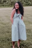 Wore this dress to a picnic date and it's super comfy and has pockets!! Love the length even though I normally don't order midi dresses. Super flattering. It's a bit tight at the top and I had to wear it without a bra, but that wasn't a huge deal. - Mariana P.