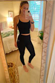 Super cute and comfy...until you bend over of squat down. 100% not squat proof. I had heard that some colors in these leggings were see through but I didn't think black would be bad, I was wrong. Probably would be okay for @ home workouts or just lounging around the house. Not satisfied for paying $78 for see though leggings. - Peyten P.