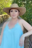 This hat is absolutely beautiful and stylish....light weight and well made. The dress and earrings are also from lulus.
-Seona X - Seona X.