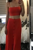 I buy designer things all the time, and I must say, out of all my summer outfits this is my favorite! The quality is beautiful and you can mix and match. I also got the matching skirt and I love them both equally. 5' 8" tall, 119lbs, 32D - Demi K.