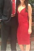 I can't say enough good things about this dress. It is soft and stretchy. Fits like a glove and is so form-flattering. The material is great quality and thick enough that you don't need to wear a bra! I wore this to my husband's office Christmas party and got so many compliments. - Hannah C.