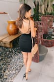 This dress is vavavoom! I felt so good in it for date night. It's shorter than I'm used to, but I love the backless touch. - Jessica G.