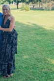 Loved this dress! Wore it to an outdoor wedding at a winery and it was perfect. I am usually a size small and wish I would have ordered an XS. It was floor length for me in heels and really just too big, a lot of fabric! I loved how many different ways the top can be tied, I will definitely wear this dress again! Sorry- not many good photos of the dress. - Rylee K.