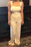 Love the jumpsuit! Fits really well, except for the length. But I'm short. Looks like an easy thing to fix. Should be able to hem it without too much trouble. - Christina C.