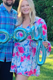 This dress was perfect for my gender reveal. The fact that it's a wrap dress made it fit with my growing bump and body. - Kirsten S.