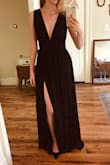 Arrived super quick. Pleasantly surprised by the quality and feel. It's a perfect fit in the bust and waist, feels nice and secure without a bra. I'm wearing 4" heels in the photo and the dress is still a tad long when walking but it's not a deal-breaker. - Simone M.