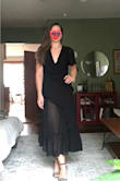 I really liked this dress! It fit me really well other than the fact that I am small chested so I did end up having to make a small stitch on the top so my bra wouldn't show but the itty bittys out there understand the struggle. 

And don't mind my cat in the background :) - Maddie S.