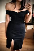 I'm happy with this dress! I was debating between XS and S but I'm glad I got the XS. Normally I'd imagine an XS to be smaller than this but it's very thick and stretchy material and fits well. I think the S might've been awkwardly slightly big on me and this should be form fitting. I wanted it in red but my size wasn't available. The black would be great for many occasions so I'm looking forward to wearing it out as soon as covid is over! - Dahae K.