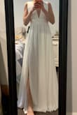 It's a bit long but so comfortable and flattering! Planning to wear it for my small COVID wedding ceremony. - Alex E.