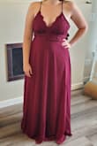 This dress is absolutely beautiful! The fabric is very soft and looks expensive. The straps are adjustable, so you can get a perfect fit. I'm going to need to hem it because, even if I wore heels, it's too long. - Samantha R.
