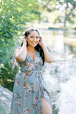 This dress is comfortable and gorgeous! I am self conscious about my arms, so I love the flutter sleeves. The slit let me show off my legs and allowed a lot of movement and flowiness in the skirt. - Alexandria K.