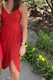 I got this for a wedding and it fit perfectly! The color is amazing for either a summer or a fall wedding so very versatile! The material was nice, had wrinkles when it arrived but easily came out with my steamer! I had to wear a strapless to fill out the cups a little but other than that it fit like a glove! Would definitely recommend. - Lauren D.